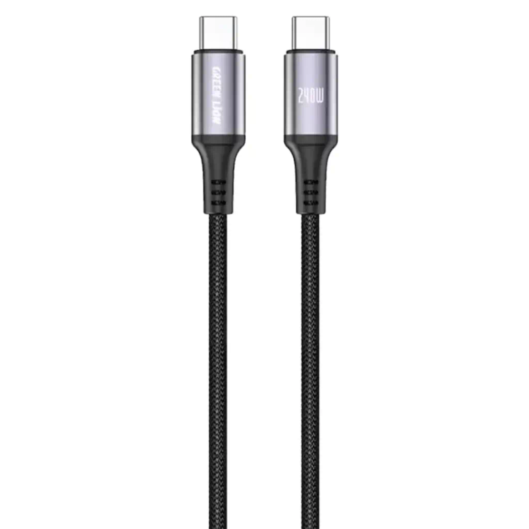کابل شارژ دو سر تایپ سی گرین لاین مدل GREEN LION GNCBL240W1MBK USB-C PD 240W طول 1 متر