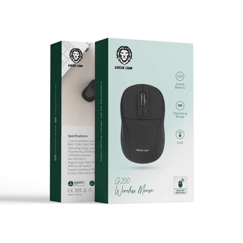 ماوس بی سیم گرین لاین مدل GREEN LION GNM200BK G200 مشکی
