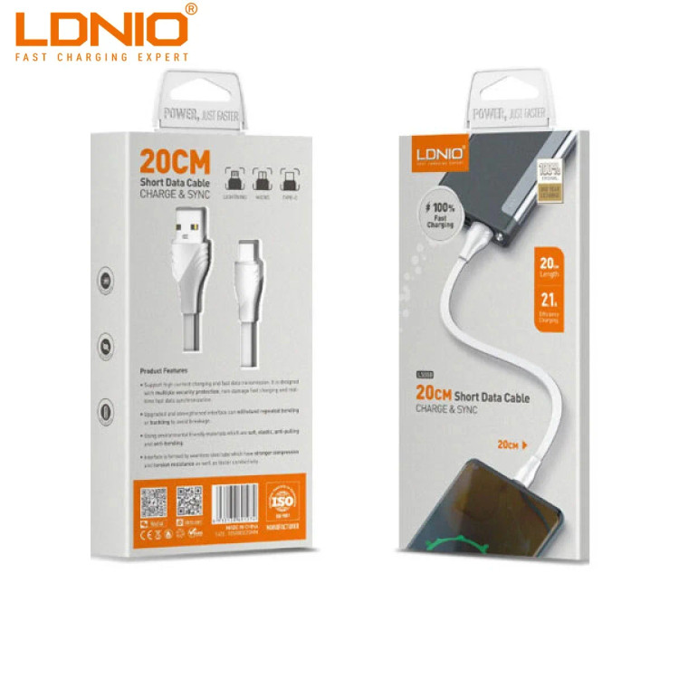 کابل شارژ تایپ سی الدیینیییو مدل LDNIO LS550 Type-C طول 0.2 متر